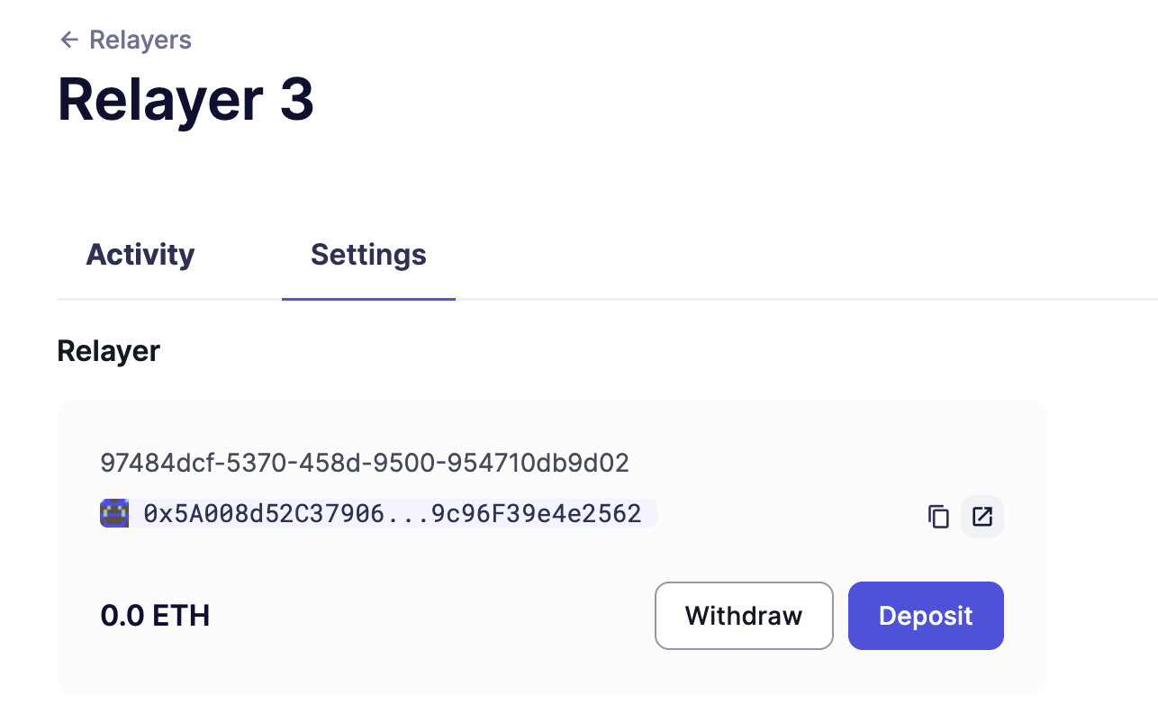 Defender Relayer Withdraw Button